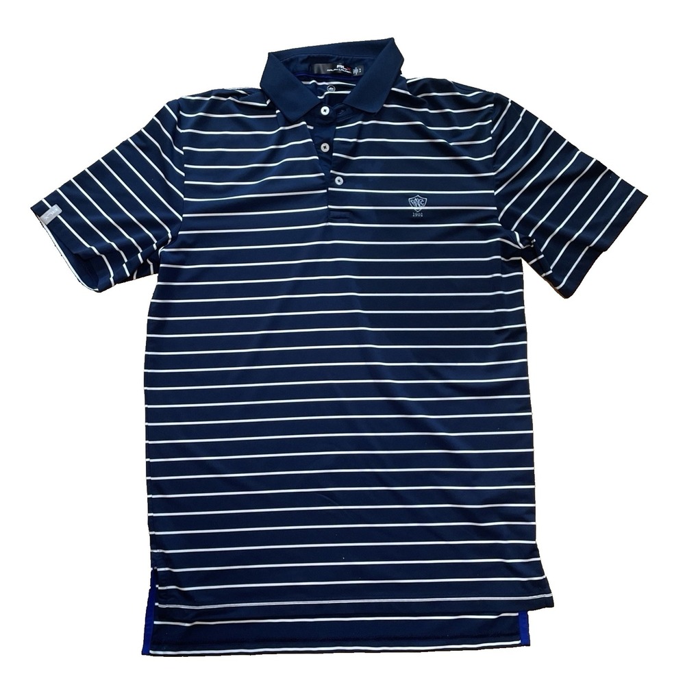 RLX Polo Ralph Lauren Mens Performance Golf‎ Striped Navy Polo Shirt RMC Small